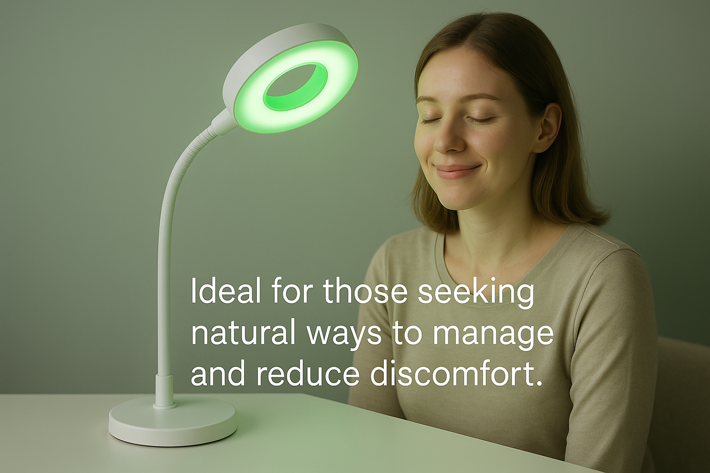 Lamp is white, more of a flexible arm, base is round.